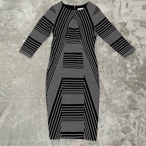 New York & Company Black & White Striped Quarter Sleeve Sheath Dress X-Small